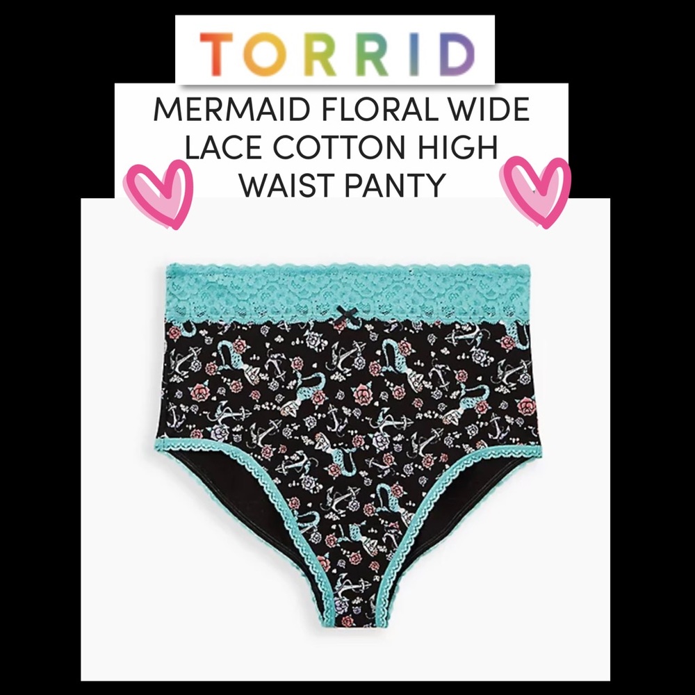 Torrid Mermaid Floral Wide Lace High Waist Panty NWT Size 3X